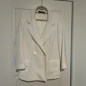 Zara white double breasted blazer